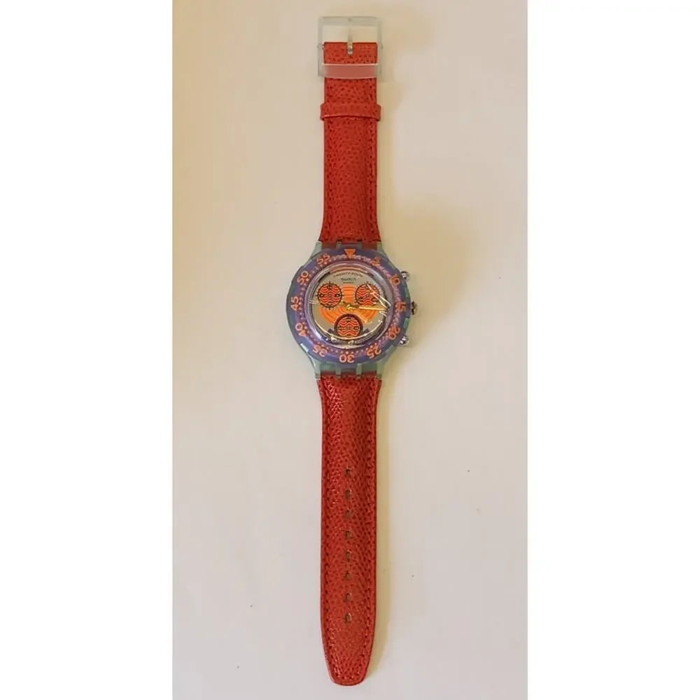 Swatch watch RED HARBOUR SBG100 1993 Aquachrono New old stock - Picture 3 of 9